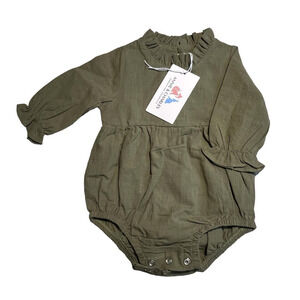 Annie & Charles Organic Cotton Green Bloomer Onesie New Size 3-6 Months